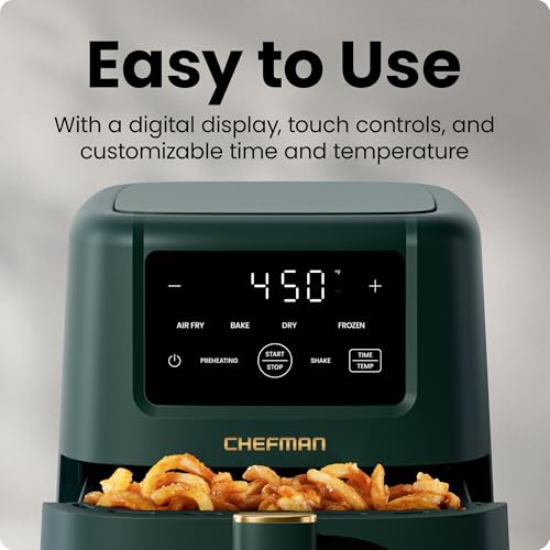Chefman Compact Air Fryer 3.5 QT - Slim Design Fits Small Kitchens, 4-in-1 Air Fry, Bake, Dehydrate, Frozen, 450°F Max Temp, Narrow Footprint Saves Counter Space, Nonstick Ceramic, Dishwasher-Safe - image 7
