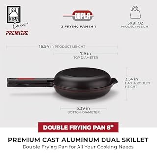 BRA - Dupla Premiere, Padella doppia per frittata, in alluminio pressofuso con antiaderente, adatta a tutti i tipi di fornelli, incluso a induzione 20 cm [Esclusiva Amazon]