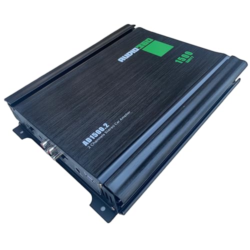 Audio360 AD1500.2 2-Channel Car Audio Amplifier, 1500W Max Power, Compact Class AB Amp with Dual 25A Fuses, 90dB SNR, Stereo/Bridged Mode