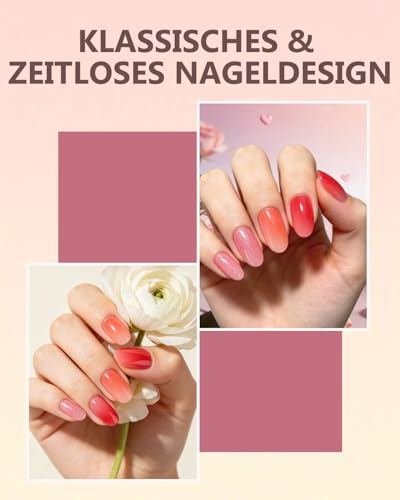 Aokitec 3 Farben Dipping Powder Nails Set Starter Kit, 12 Stück Rosa & Rot Dip Powder Nail Set mit 3 Stück Dip Liquid, Acryl Dip Nagelset für Nail Art, Nägel Selber Machen Set