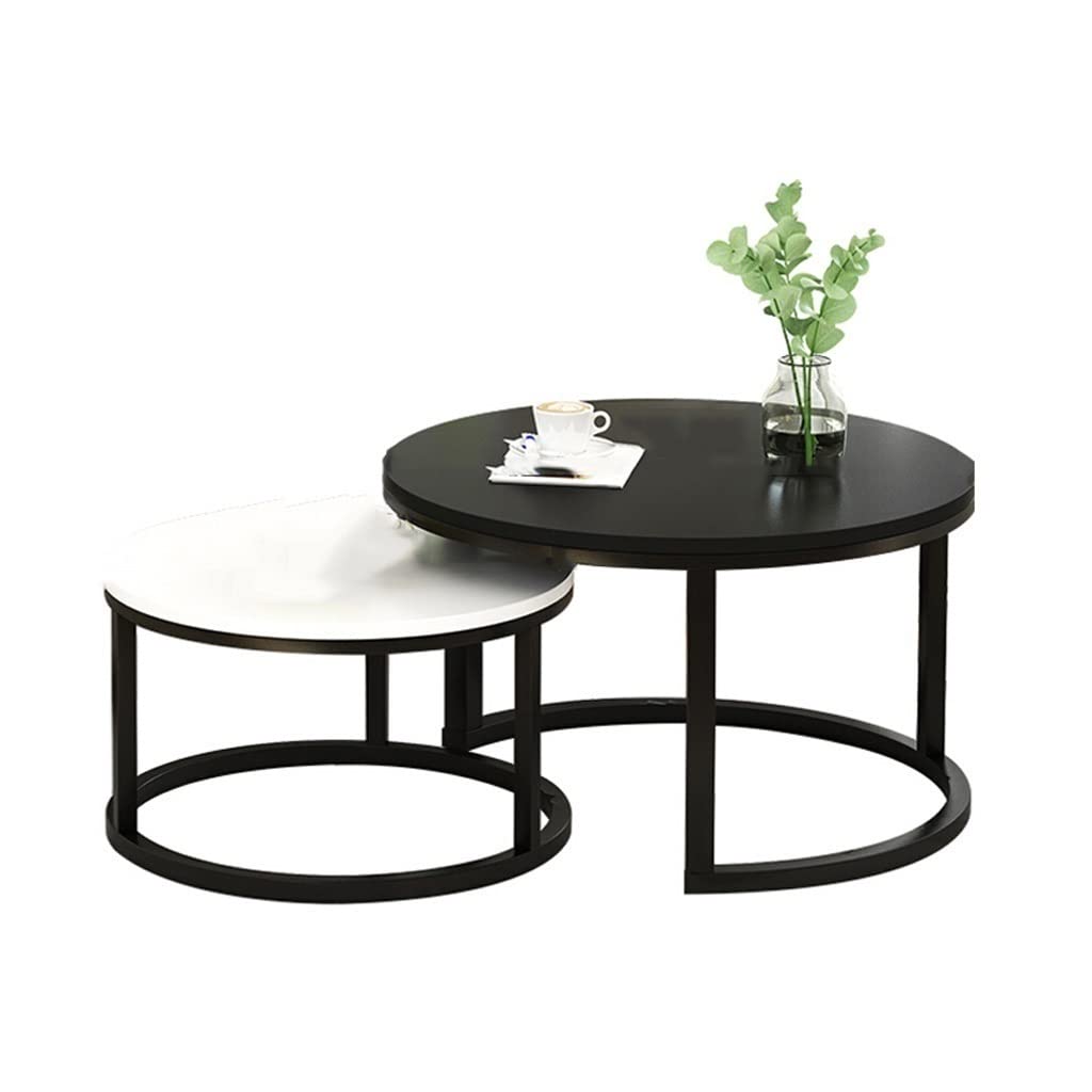 Table de séjour ronde moderne et table d'appoint imbriquée salon TUSUOD
