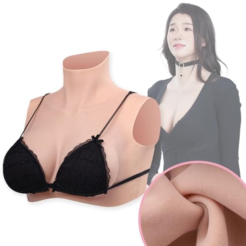Peikey Faux Sein Silicone, [Version Polaire] avec Soutien-Gorge Approprié, détail de la Mise à Niveau Fausse Poitrine Bust en Silicone réaliste pour Travesti, Bonnet E Blanc avec Silicone Liquide