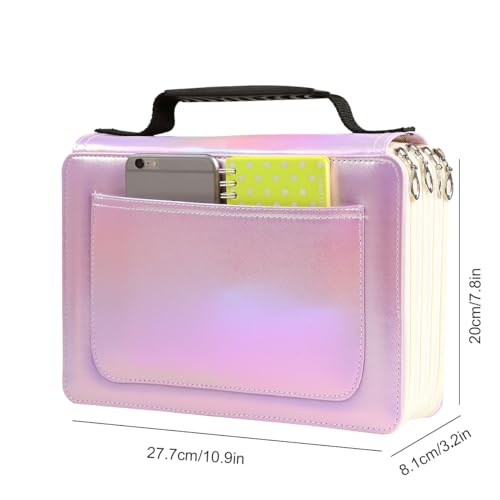Image of 200 Slots Colored Pencil Organizer - Waterproof Deluxe PU Leather Pencil Case Holder for Watercolor Pens or Markers, Portable Travel Art Supplies Organizer