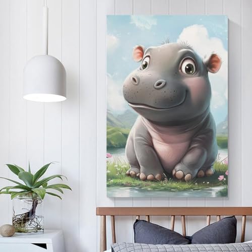 Toile hippopotame déco murale salon moderne et chaleureux - 5