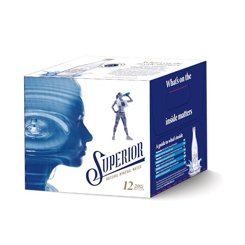 Superior Natural Mineral Water – 12 Pack of 20oz Bottles – Naturally Occurring Minerals – 740 ppm TDS – pH 7.9 – Sourced & Bottled in the USA