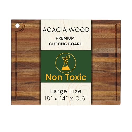 Tabla de cortar de madera Acacia 45x35 cm, con mango y surco miniatura 1