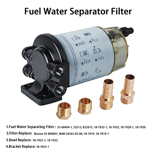 CARMOCAR Fuel Filter Water Separator replacement for Marine Outboard Motor Mercury with 3/8" Barb x 1/4" NPT brass Fittings Replaces# S3213, S3214, 35-60494-1, S3213, 18-7932-1, 18-17928, 35-809097 by CARMOCAR - Image 7