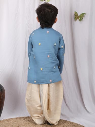 Image of POLKA TOTS Pure Cotton Traditional Dhoti Kurta Set for Baby Boys, Toddlers & Kids | Soft and Breathable Cotton Ethnic Dress for Festivals and Weddings | Traditional Elegant Indian Festive Clothing