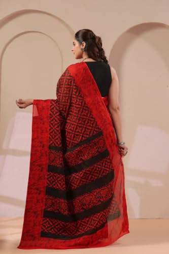 Image of TAMAIRA FASHION Mulmul Pure Cotton Saree For Woman Batik Printed |Office Wear Daily Wear Sarees For Women Without Blouse Piece(Available in 10 Colours)