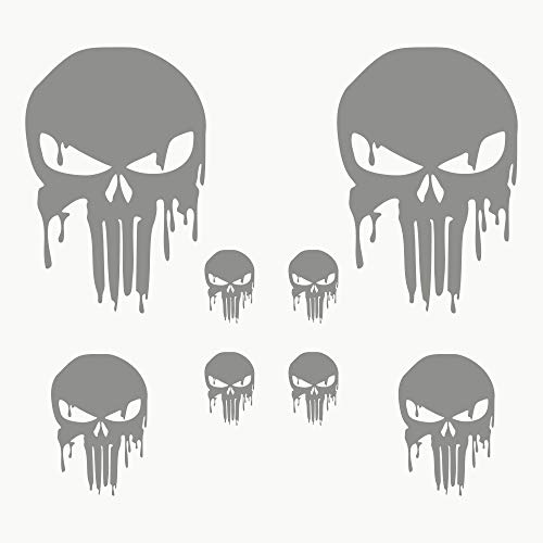 Autodomy Autocollants Tête de Mort Crâne Fondu 8 Unités | Stickers Punisher pour la Voiture ou...