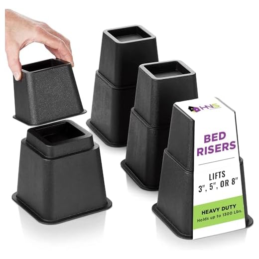 HOLDN’ STORAGE Adjustable Bed Risers and Furniture Risers-Stackable Bed Lift 3, 5, or 8 Inch-Set of 4 Bed Risers-Heavy Duty-Perfect for College Dorms- Supports up to 1,300 lbs – Fits legs up to 7.5” W