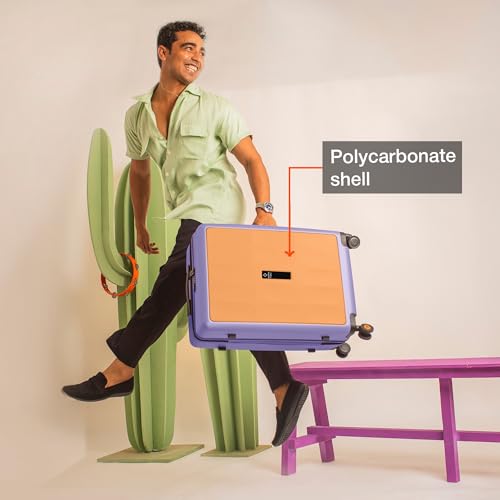 Image of Nasher Miles Zanzibar TSA Lock Hard-Sided Polycarbonate 8 Wheels Double Spinner Check-in Luggage Peach Lavender 24 inch |65cm Trolley Bag| Suitcase,Medium
