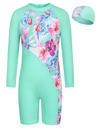 GRACE KARIN Girls Swimsuit Long Sleeve UV Protective Bathing Suit One Piece Swimwear for Kids 5-12 Years