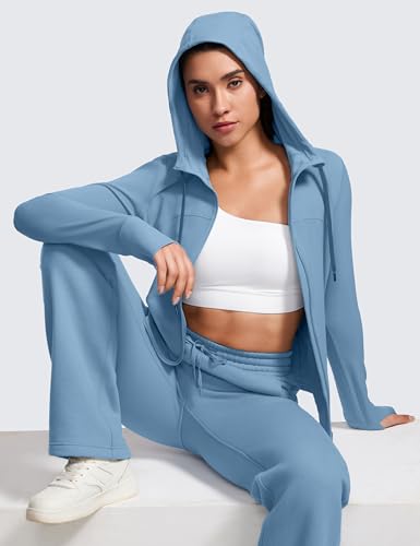 Image of CRZ YOGA Butterluxe Hoodie Jackets Hip Length | Extremely Soft, Athletic, Slim Fit, Full Zip, Back Mesh Vent, Side Zip Pockets, Thumb Holes, for Women