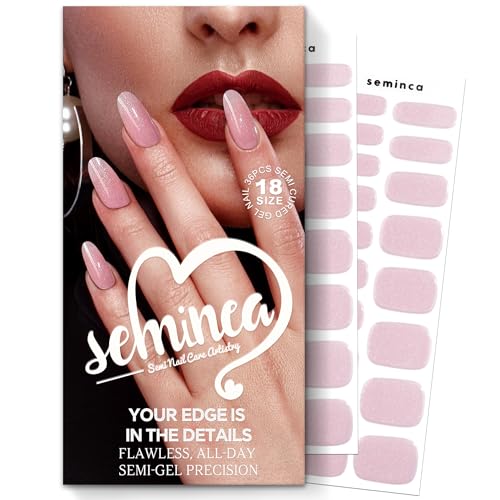 SEMINCA Semi Cured Gel Nail Strips-Salon Look Fast-Easy Apply and Peel Off Long Wear Chip Free Manicure Kit Easy DIY for Beginners Works with Any UV/LED Lamps(Flesh Pink)