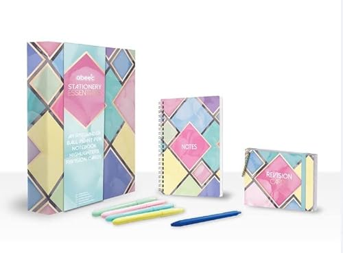 abeec Stationery Essentials - El juego de papelería incluye carpeta A4, bolígrafo, cuaderno, resaltadores y más, suministros estacionarios para niños y adultos Cover