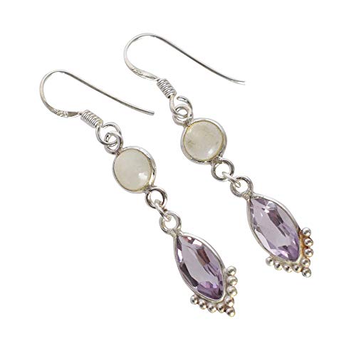 Boucles d'oreilles améthyste argent sterling femme bohème
