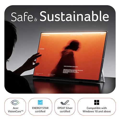 Image of Acer UT272 27 Inch Touch Screen Monitor | Full HD IPS | 10-Point Multi-Touch | 7H Scratch-Resistant Glass | 75Hz AdaptiveSync | HDMI, DisplayPort, USB HUB | Built-in Speakers | Energy Star | Black