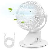 3 Velocidades - COZII Ventilador de Escritorio USB con interruptor ON/OFF de un Solo Toque es Fácil de Operar, 3 Velocidades se pueden ajustar fácilmente con sólo pulsar el Botón de la parte posterior. Diseño 720° Rotation para un suministro de aire preciso en Cualquier Ángulo, lo que lo convierte en el Ventilador Perfecto para Oficina, Dormitorio, Biblioteca, Sala de Juegos y Cochecito.