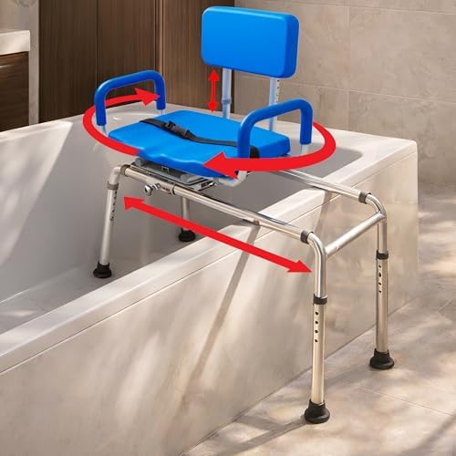 Carousel Sliding Shower Chair Tub Transfer Bench with Swivel Seat...