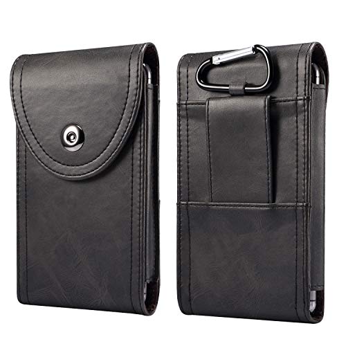 SITCO iPhone 12 Pro Max / 11 Pro Max / XS Max Holster, Leather Belt Case with Belt Clip and Loops Cell Phone Holder Pouch for Apple iPhone Xs Max / 12 Pro Max (Fits Phone w/ Otterbox Commuter Case)