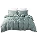 JELLYMONI Green Duvet Cover Set, 3-in-1 Luxury Button Bedding Set, Ultra Soft Breathable Microfiber, Easy Care, Simple Style, Solid Color Duvet Cover Queen Size(No Comforter)