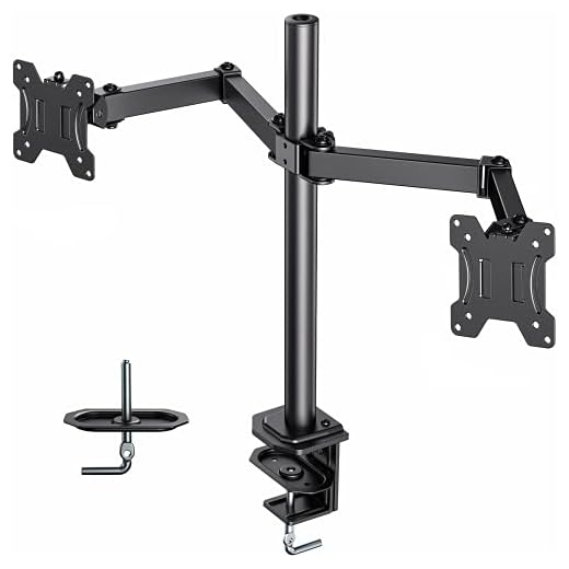 HUANUO Support Ecran PC 2 Ecran, Réglable en Hauteur pour Deux Écrans LED LCD de 13 à 27 Pouces, 2 Options de Montage, VESA 75/100