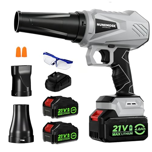 Image of Leaf Blower Cordless with Battery and Charger, 1000,000RPM Mini Leaf Blower, Fast Charger & Extended Nozzle Design, Handheld Lightweight Blowers for Lawn Care,Patio Cleaning,Car,Leaves,Dust (Grey)