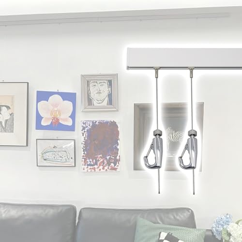 Art Gallery - Sistema per appendere quadri, 300 cm, kit con filo per appendere tele, foto e opere d'arte, ideale per hotel e uffici, include cavo da 2,5 m e 1 gancio