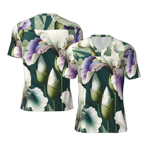 Stylish Athletic Sports Jersey Irises-Floral Men's Rugby Jersey Medium Black