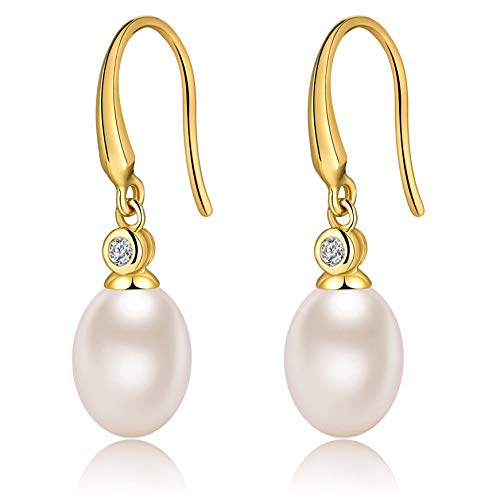Jiamiaoi Pendientes colgante perla, Pendientes mujer plata, Perlas Pendiente plata de ley, Joyeria mujer plata pendientes …