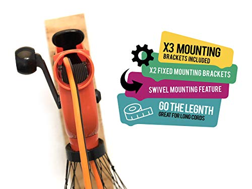 Extension Cord Winder Organizer, Transportable From Wall To Wall With 2 Fixed And 1 Swivel Wall Mount #TOP4