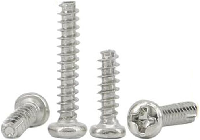 73pcs M2 Phillips screw bolt round head cutting tail Self-tapping screws flat tail Carbon steel nickel plated - (Size: M2x8mm)