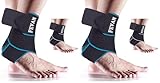 FEVAN Tobillera Para Esguince Antideslizante Ajustable - Tobillera Fascitis Plantar - Tobillera Estabilizadora - Tobillera Deportiva (Azul/Negro) (Paquete de 2)