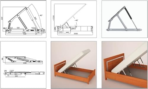 cyclingcolors 1x Gasdruckfedern 1200N 360mm für Sofa Bett klappen Gasfeder möbel Gasdruck-Dämpfer türen schränke