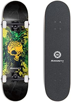 MINORITY 32inch Maple Skateboard|Trick Skateboard for Beginners, Intermediate and Pros (Pineskull)
