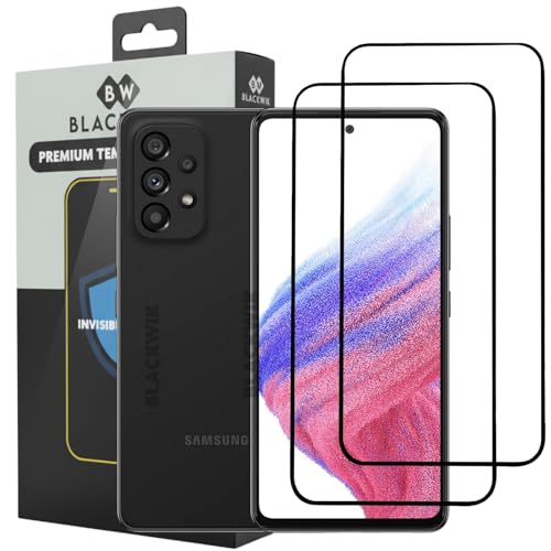 Image of Blackwik Tempered Glass Screen Protector for Samsung Galaxy A53 5G / A52S / A52 / A51 / M31S / S20 FE with Edge-To-Edge Protector Coverage | Easy Installation Kit (Black) (Pack Of 2)