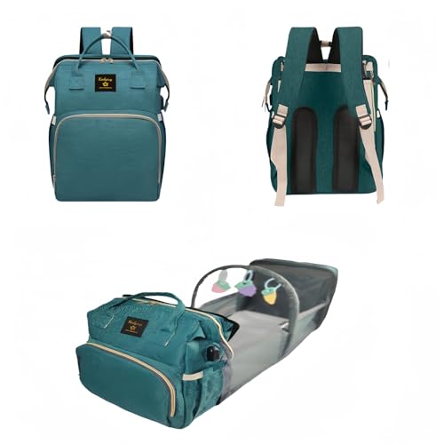 Image of Diaper Bag Backpack,Baby Diaper Bag,Changing Station Bag,Large Capacity Travel Foldable,New Mom Gift Green