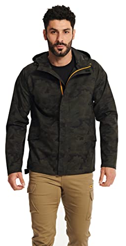 Caterpillar Men's Standard Essential Rain Jacket, Night Camo