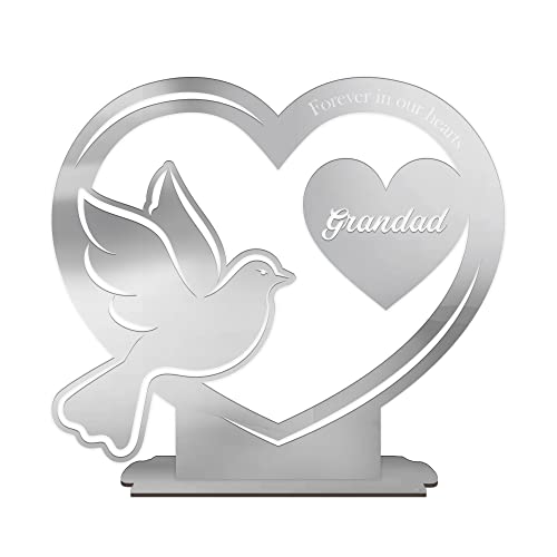 Print Maniacs Personalised Fathers Day Plaque Still Loved Still Forever in our hearts Missed Funeral Gift Silver Mirror Grave Marker Memorial Remembrance In Loving Memory Tribute (Grandad)
