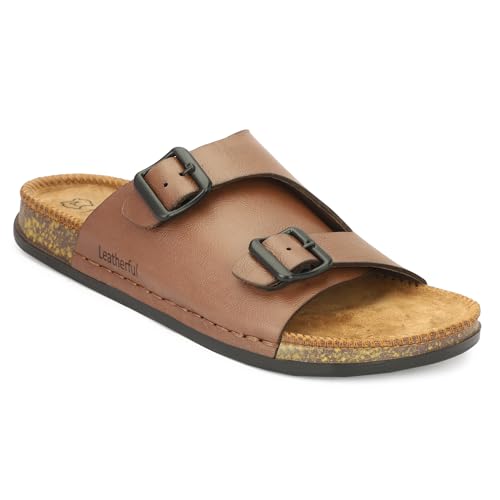 Image of Leatherful Men's premium leather slipper | Genuine Leather upper | Suede Leather Insole | PU sole | Stylish flip flop for men |