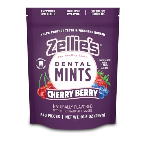 Zellie's | Mentas de menta 100% xilitol sin azúcar y cereza para el aliento, sin OGM, bajas en calorías, sin gluten, veganas y kosher (540 unidades, paquete de 1)