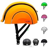 Peso ligero: 410 g. L.I.D. Plico Foldable Recycled Urban Bike Helmet with USB Rechargeable Rear Clip-on Light (Oakland Orange)