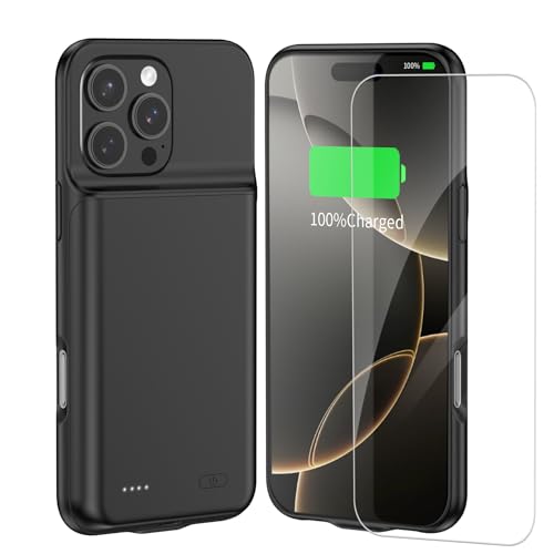 Coque de batterie iPhone 16 Pro Max 7000 mAh noire rechargeable de 6,9 pouces