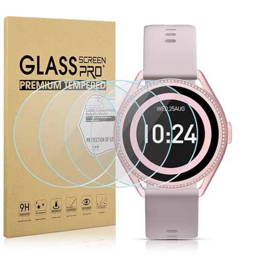 Diruite 4 Pezzi Compatibile con Michael Kors MKGO Gen 5E 43mm Vetro Temperato Protettiva Schermo, HD Protettiva Pellicola per Michael Kors MKGO Gen 5E 43mm [9H Durezza Antigraffio] [Senza Bolle]