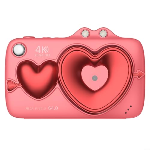 Digitalkamera, 4 K, 64 MP, WiFi-Kamera mit Dual-Front- und Rückobjektiv, 7,1 cm (2,8 Zoll), Weitwinkel, für Vlogging, Selfies, Social Media, Rosa