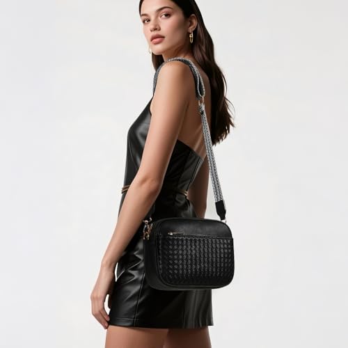 Image of Crossbody Bags for Women Vegan Leather Small Purses with Detachable Coin Pouch Adjustable Guitar Wide Strap