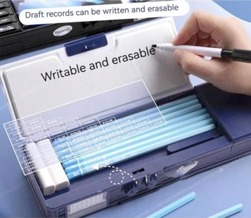 Image of LONGMIRE Multifunctional Space Password Lock Double Sided Compass Box for Kids, Pencil Box for Boy & Girl, Aesthetic Stationary Items, Space Astronaut Theme Pencil Case Return Gifts for Kids