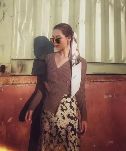 ZWSYXL Ladies Leopard Print Skirt High Waist Elastic Silk Satin Midi Skirt Spring Casual Mid-Length Cheetah A Link Skirts