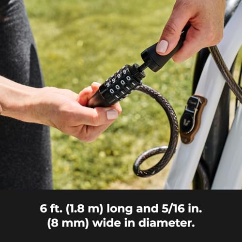Image of Master Lock Bike Cable Lock 5' x 1 /2 inch Heavy Duty Anti-Theft Bike Lock Steel Cable with Black Weather Resistant Vinyl Coating for Bikes, Ebikes & Scooters, 5 Feet Long, 8370D